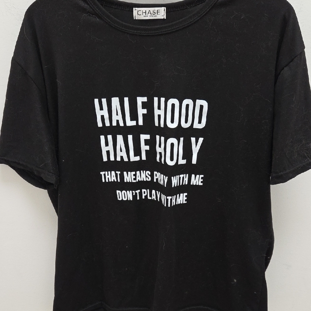 5/$25- Chaser Black Tee with White Label